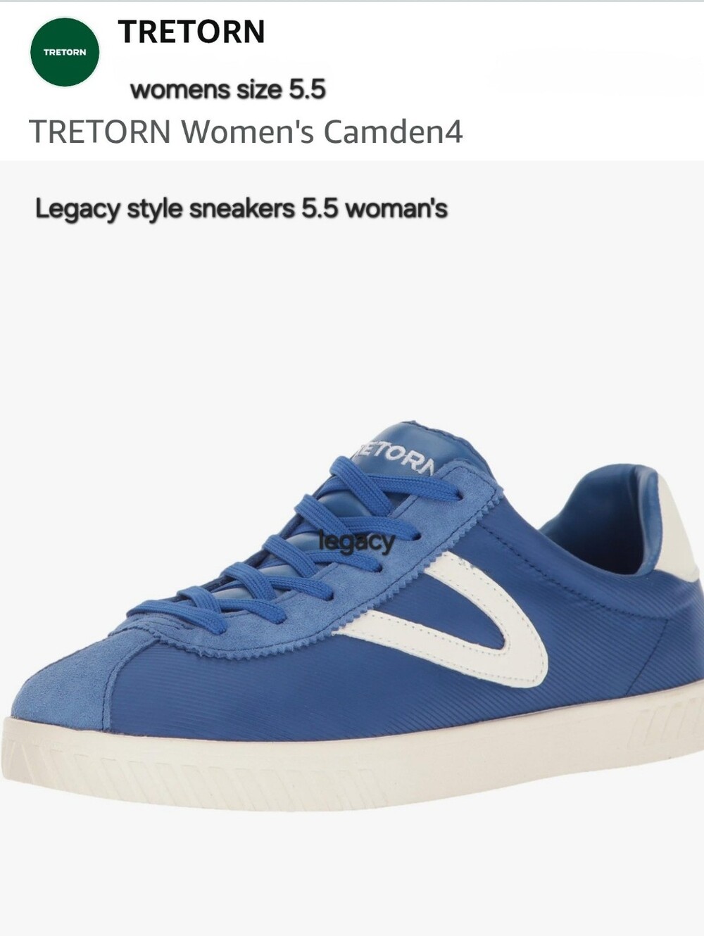 Tretorn Women's Camden4 Blue Sneakers with White Accent